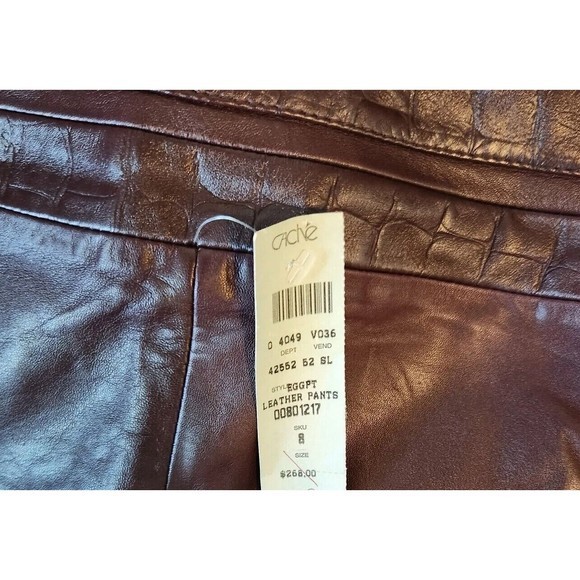 Cache Lambs Leather Maroon Pants Wine Womens Size 8 Pants - Picture 4 of 6